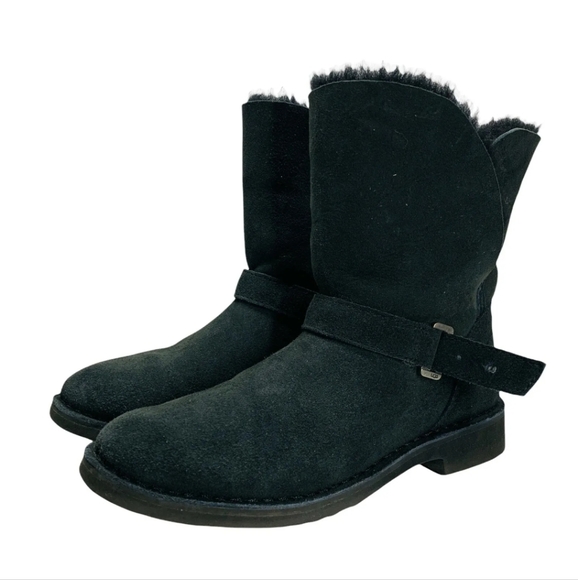 UGG Women's Syden Black Suede Sheepskin Cuffable Boots 1120702  Sz 9M NWT #609 - Picture 3 of 15